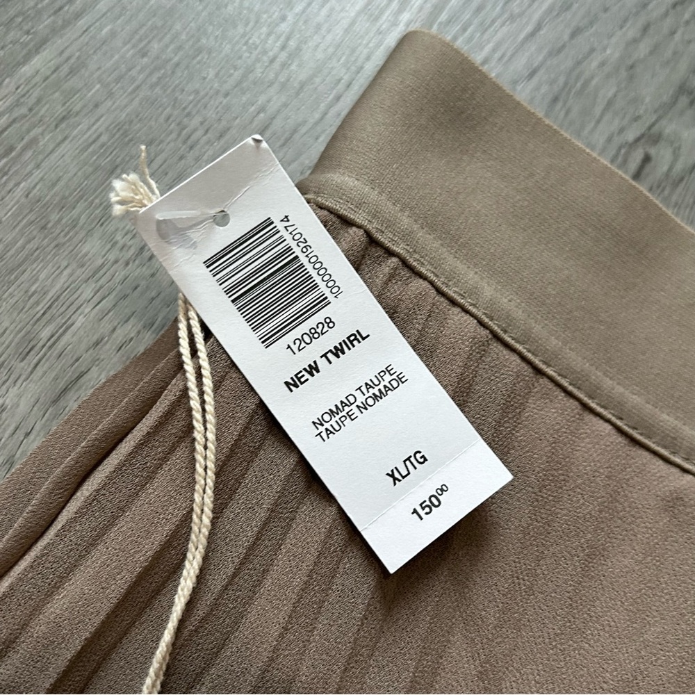 NWT artizia Wilfred Twirl Pleated Chiffon Midi Skirt Taupe Womens Size xl Brown - Picture 8 of 13